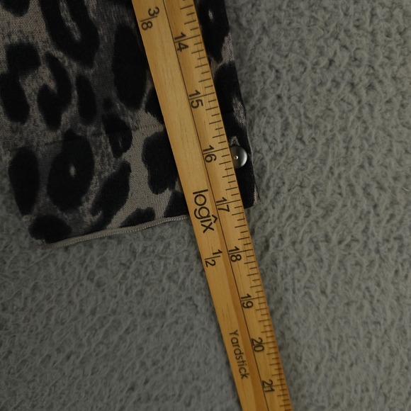 Ann Taylor Sweater Womens M Gray Black Leopard Cardigan Silk Blend Lightweight - Picture 7 of 12